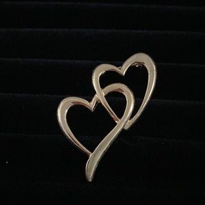 Vintage 2 hearts brooch